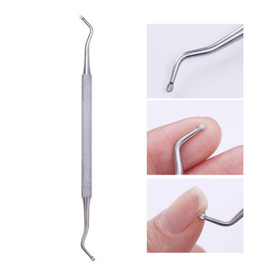 Nail Art Pusher Dead Skin Remover Stick Rod gēla laka nerūsējošā tērauda pincetes nagu griezējs nagu mākslas rīks pedikīrs