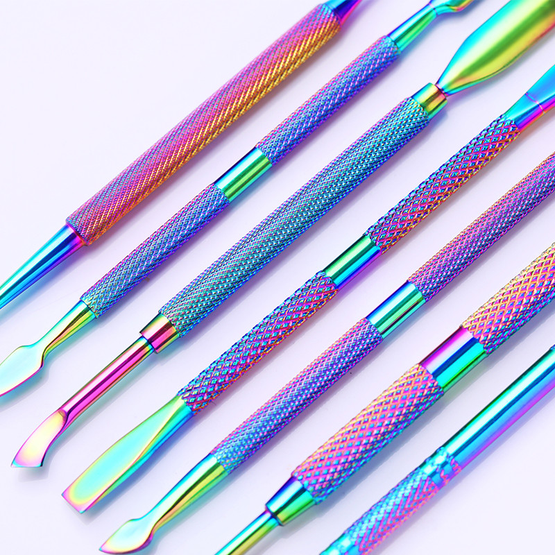 Nail Art Pusher Dead Skin Remover Stick Rod Gel Polish Nerūdijančio plieno pincetai Nagų kirpimo priemonė Nagų dailės priemonė Pedikiūras