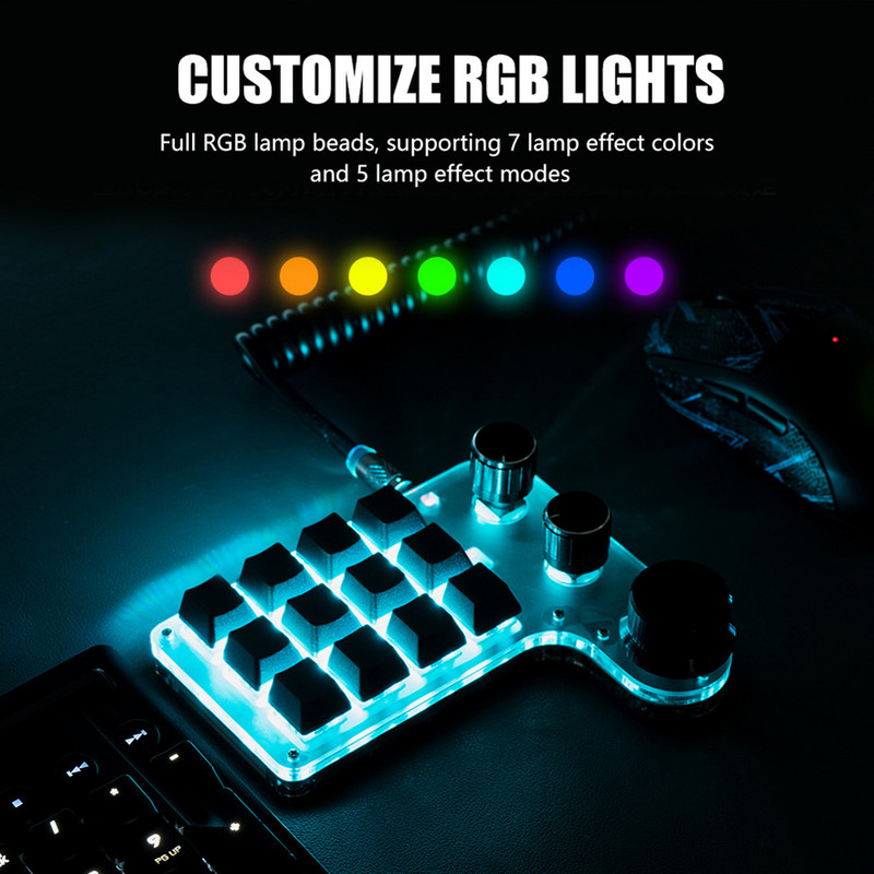 Tastatură mecanică DIY programabilă RGB 12 taste 3 butoane Tastatură macro personalizată Bluetooth/USB Hotswap Tastatură pentru Macbook Laptop PC