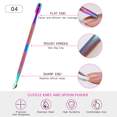 BORN PRETTY Pensetă pentru împingător de unghii Pensetă din oțel inoxidabil, lac de gel UV colorat, Îndepărtați tăietorul de unghii Cuticule, Instrument de pedichiură, Manichiură