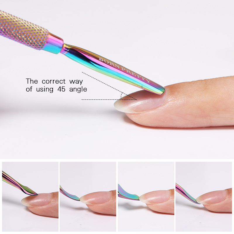 BORN PRETTY Pensetă pentru împingător de unghii Pensetă din oțel inoxidabil, lac de gel UV colorat, Îndepărtați tăietorul de unghii Cuticule, Instrument de pedichiură, Manichiură