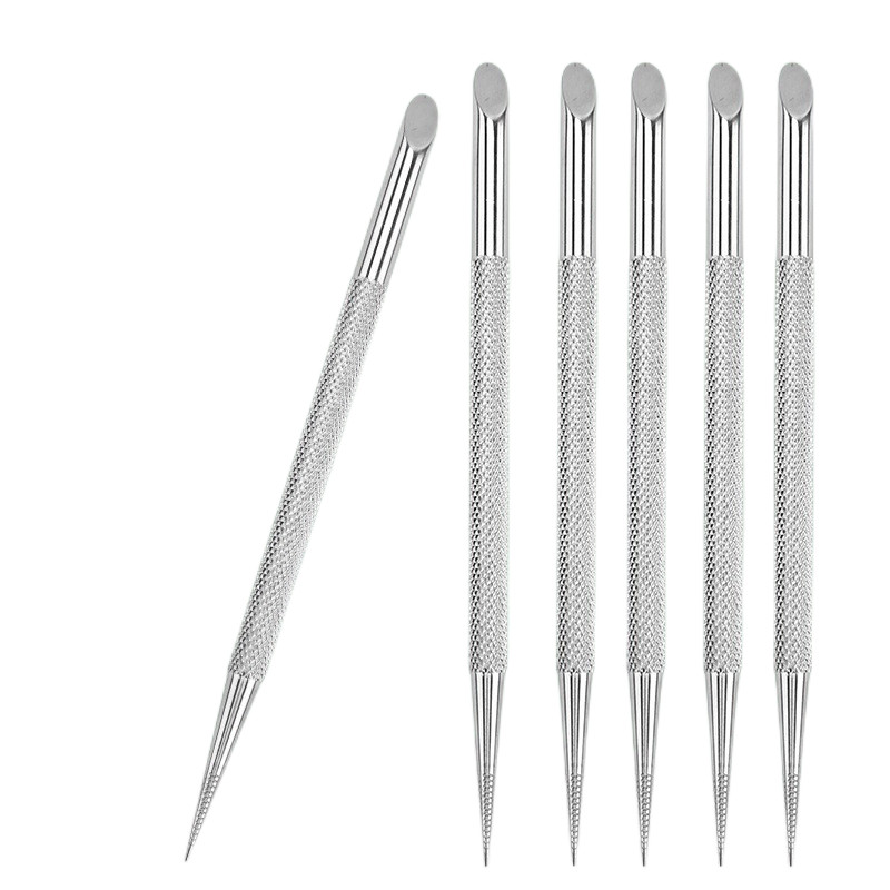 1tk 2 in 1 Kahe otsaga roostevabast terasest küünenaha lükkaja küünte maniküüri eemaldaja maniküüripulgad küünekunsti tööriist