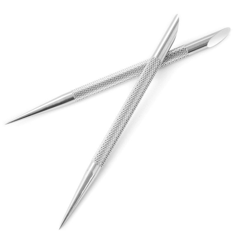 1tk 2 in 1 Kahe otsaga roostevabast terasest küünenaha lükkaja küünte maniküüri eemaldaja maniküüripulgad küünekunsti tööriist