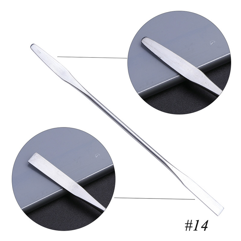 7 tüüpi roostevabast terasest küünenaha Pusher Nail Art Segav Poola Puudri segu Spaatlid Toon Vardad Maniküüri eemaldaja Meigitööriistad CH809