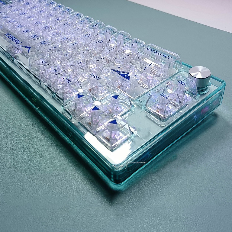 132 klahvi lceberg Crystal PC läbipaistvad klahvikatted MX Switchi mehaanilise klaviatuuri jaoks RGB Gaming taustavalgustusega klahvikork, must rohelised klahvikorgid