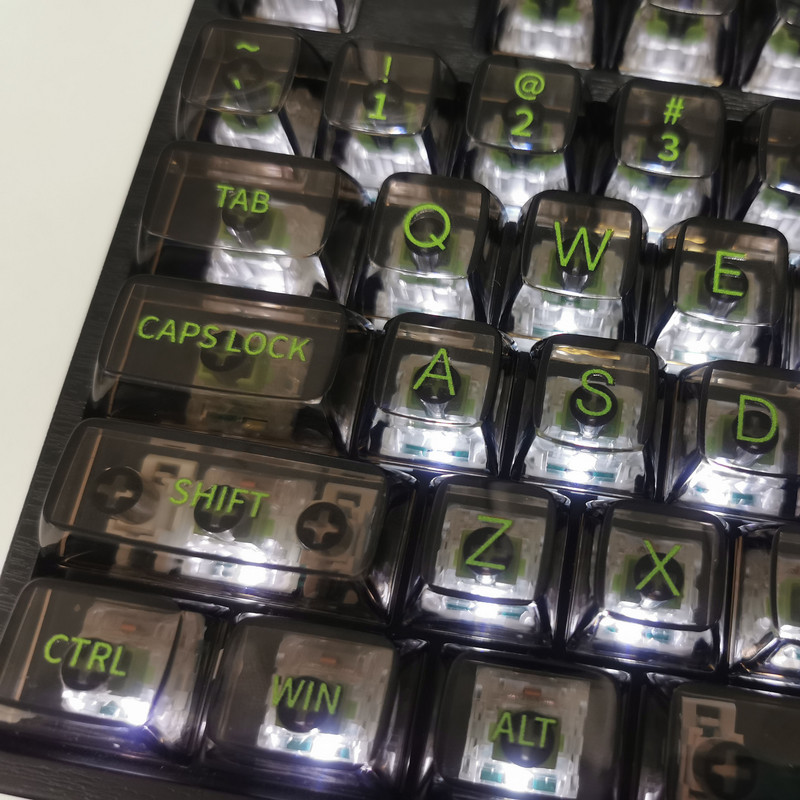132 klahvi lceberg Crystal PC läbipaistvad klahvikatted MX Switchi mehaanilise klaviatuuri jaoks RGB Gaming taustavalgustusega klahvikork, must rohelised klahvikorgid