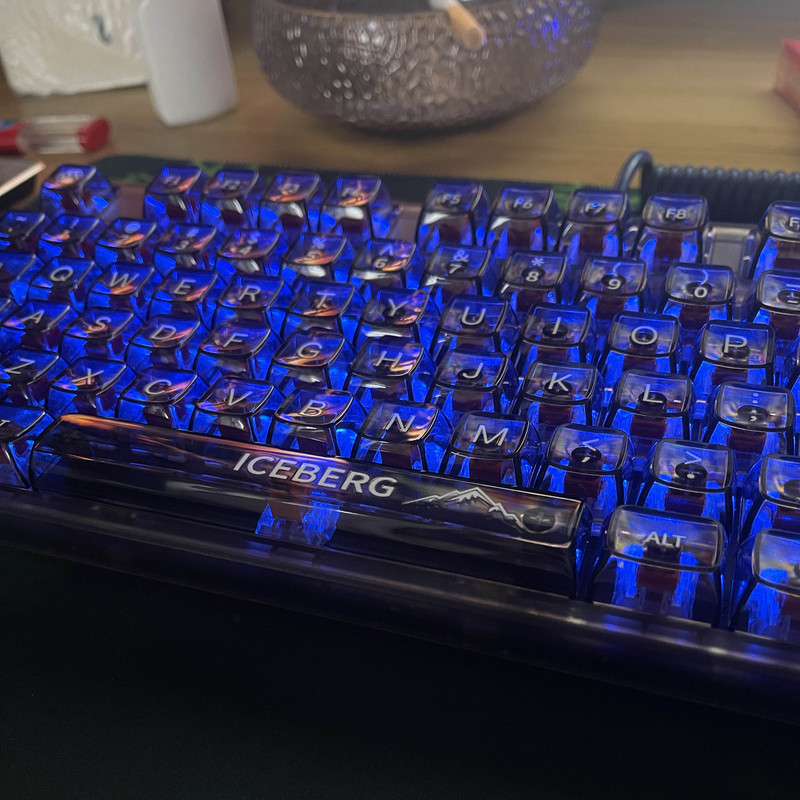 132 klahvi lceberg Crystal PC läbipaistvad klahvikatted MX Switchi mehaanilise klaviatuuri jaoks RGB Gaming taustavalgustusega klahvikork, must rohelised klahvikorgid