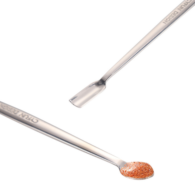 Împingător de cuticulă cu două capete Lingură pentru îndepărtarea pielii moarte Curățător de artă din oțel inoxidabil Unelte pentru arta unghiilor Linguriță de lac cu gel pentru unghii