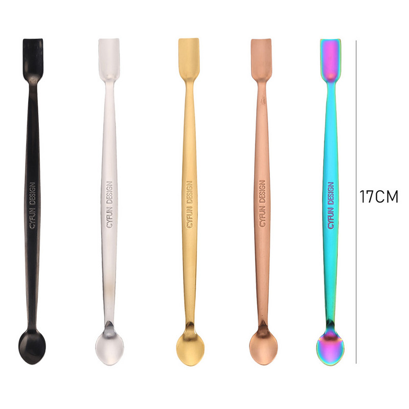 Împingător de cuticulă cu două capete Lingură pentru îndepărtarea pielii moarte Curățător de artă din oțel inoxidabil Unelte pentru arta unghiilor Linguriță de lac cu gel pentru unghii