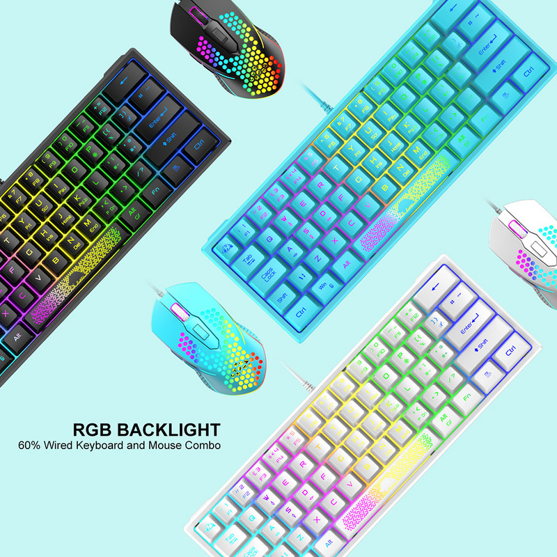 K61 RGB žična tipkovnica 60 posto 62 tipke Ergonomska gaming tipkovnica Ultra-kompaktna mini tipkovnica Više načina rada za prijenosno računalo