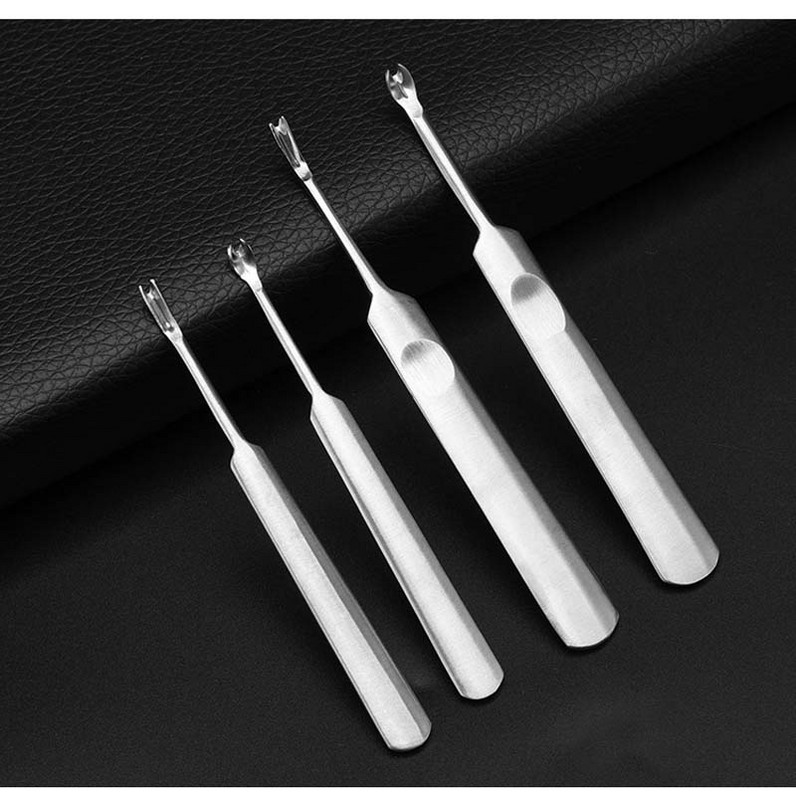 Două tipuri din oțel inoxidabil Cuticule Pusher Trimmer Remover Pedichiură Manichiură Nail Art Tools 11cm