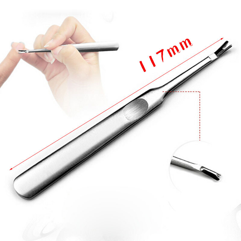 Două tipuri din oțel inoxidabil Cuticule Pusher Trimmer Remover Pedichiură Manichiură Nail Art Tools 11cm