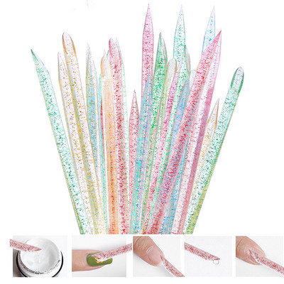 Nagu kutikulas spiedējs Crystal Double End atkārtoti lietojams manikīrs kutikulas atmirušās ādas noņemšanai pedikīra nūjiņas Fork Nail Art Clean kopšanas rīks