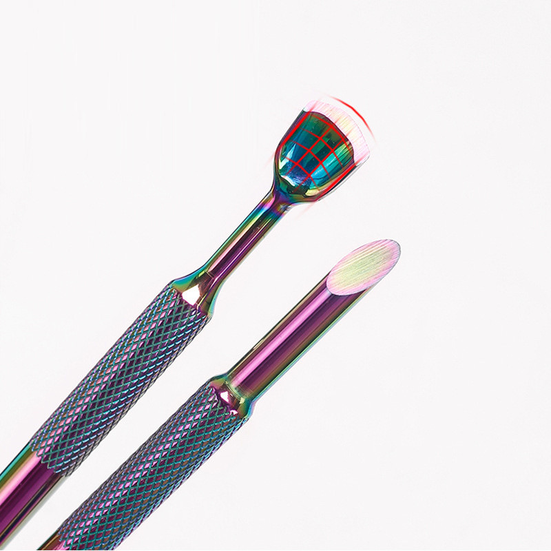 Kahe otsaga küünenaha lükkaja surnud naha eemaldaja roostevabast terasest hobuseraua maniküüri puhastusvahend küünetõukuri pediküüri puhastaja