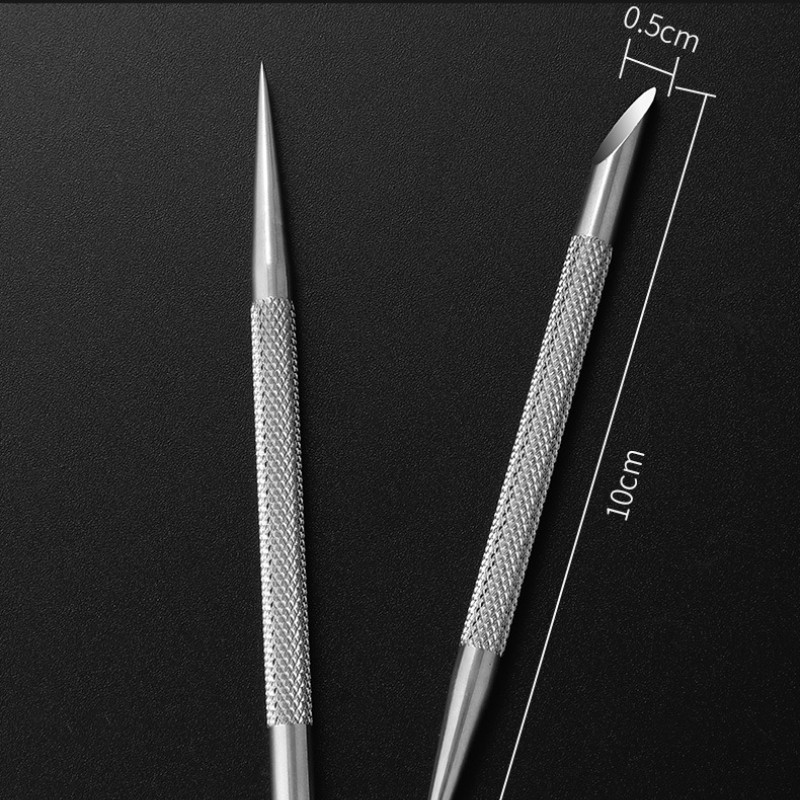 1 bucată cu dublu capete din oțel inoxidabil pentru împingere a cuticulelor pentru îndepărtarea manichiurii pentru unghii, instrument pentru nail art.