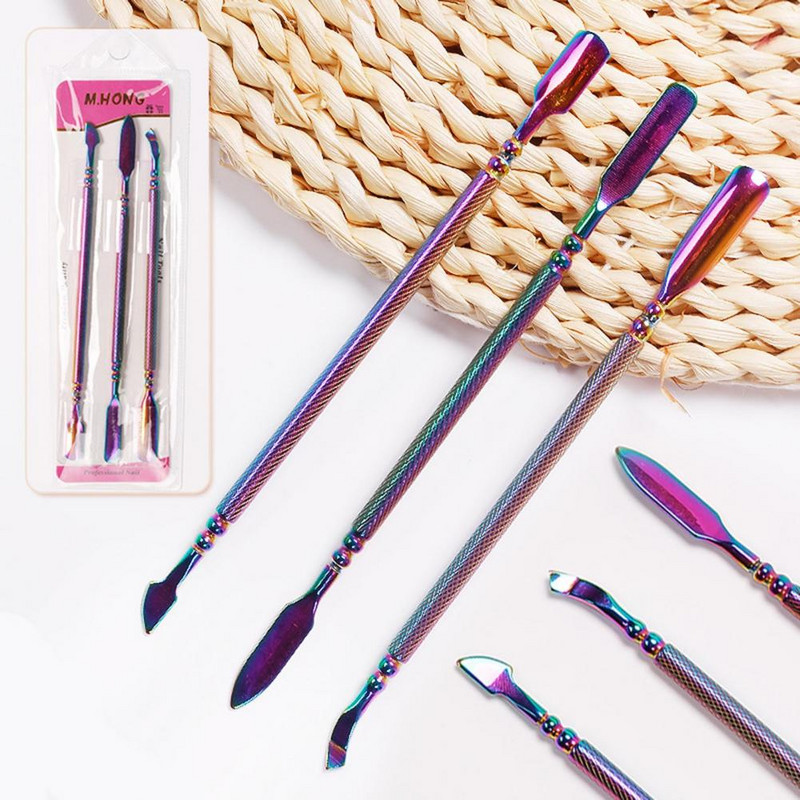 Delikatni potiskivač za nokte Čvrsti dizajn s dvostrukim vrhom Sredstva za uklanjanje zanoktica Dizajn za utiskivanje Nail Art alati Gurač mrtve kože za manikuru