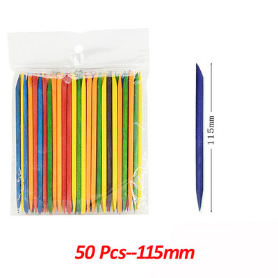 50/100 τεμ./Παρτίδα Ξύλινο Σετ εργαλείων νυχιών με διπλό άκρο πολύχρωμο μανικιούρ Πορτοκαλί ξύλινο ραβδί Γυναικεία περιποίηση πεντικιούρ DIY Σετ εργαλείων νυχιών