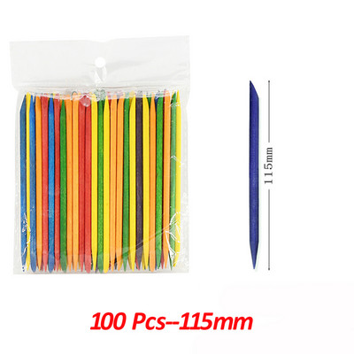 50/100 τεμ./Παρτίδα Ξύλινο Σετ εργαλείων νυχιών με διπλό άκρο πολύχρωμο μανικιούρ Πορτοκαλί ξύλινο ραβδί Γυναικεία περιποίηση πεντικιούρ DIY Σετ εργαλείων νυχιών