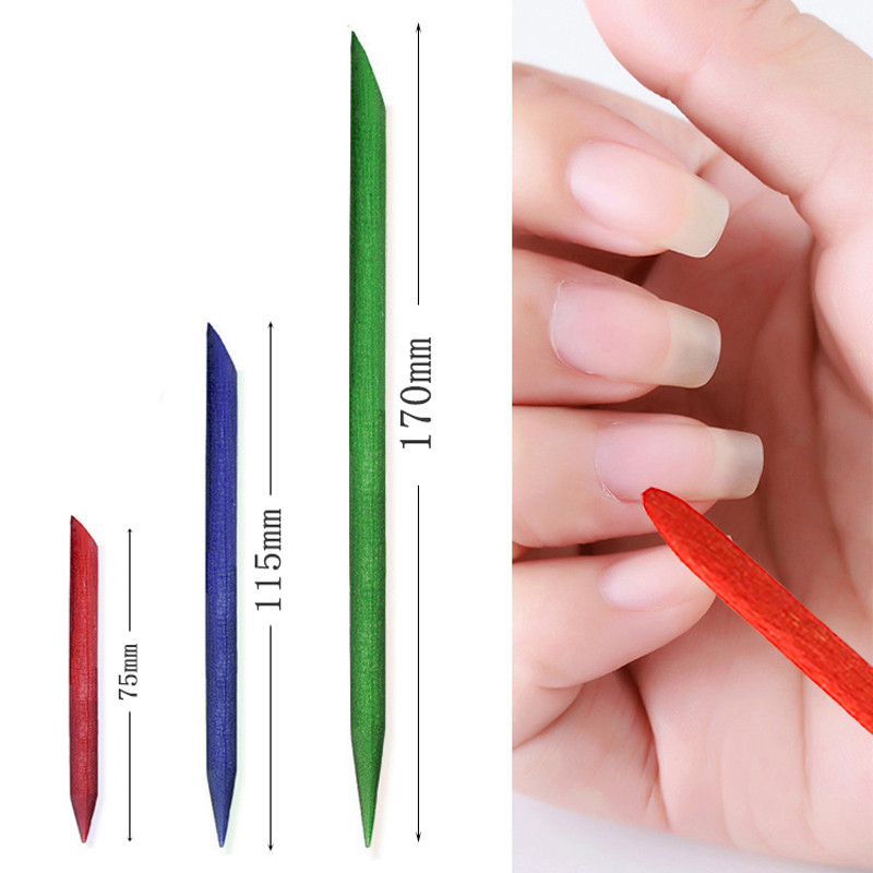 50/100 τεμ./Παρτίδα Ξύλινο Σετ εργαλείων νυχιών με διπλό άκρο πολύχρωμο μανικιούρ Πορτοκαλί ξύλινο ραβδί Γυναικεία περιποίηση πεντικιούρ DIY Σετ εργαλείων νυχιών