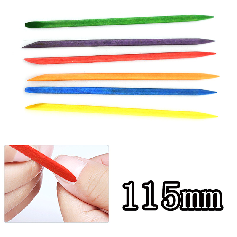 50/100 τεμ./Παρτίδα Ξύλινο Σετ εργαλείων νυχιών με διπλό άκρο πολύχρωμο μανικιούρ Πορτοκαλί ξύλινο ραβδί Γυναικεία περιποίηση πεντικιούρ DIY Σετ εργαλείων νυχιών