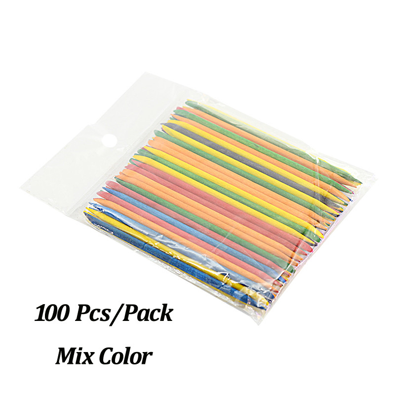 50/100 τεμ./Παρτίδα Ξύλινο Σετ εργαλείων νυχιών με διπλό άκρο πολύχρωμο μανικιούρ Πορτοκαλί ξύλινο ραβδί Γυναικεία περιποίηση πεντικιούρ DIY Σετ εργαλείων νυχιών