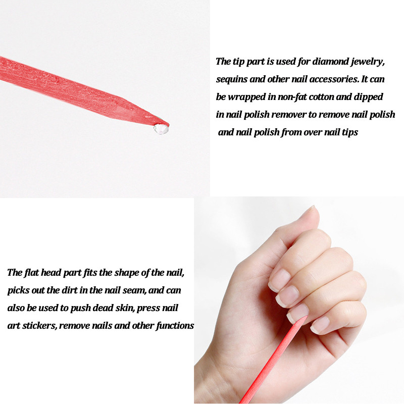 50/100 τεμ./Παρτίδα Ξύλινο Σετ εργαλείων νυχιών με διπλό άκρο πολύχρωμο μανικιούρ Πορτοκαλί ξύλινο ραβδί Γυναικεία περιποίηση πεντικιούρ DIY Σετ εργαλείων νυχιών