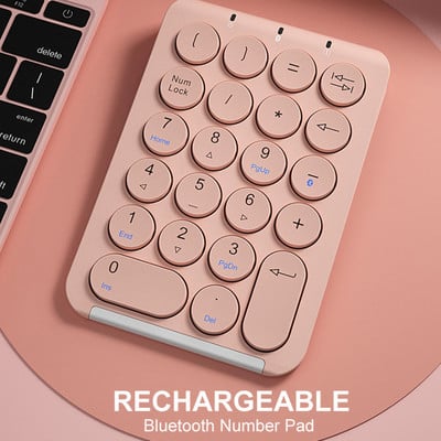 Tastatură numerică fără fir BOW Tastatură numerică Bluetooth Tastatură rotundă Tastatură numerică 22 de taste Tastatură numerică reîncărcabilă pentru laptop PC