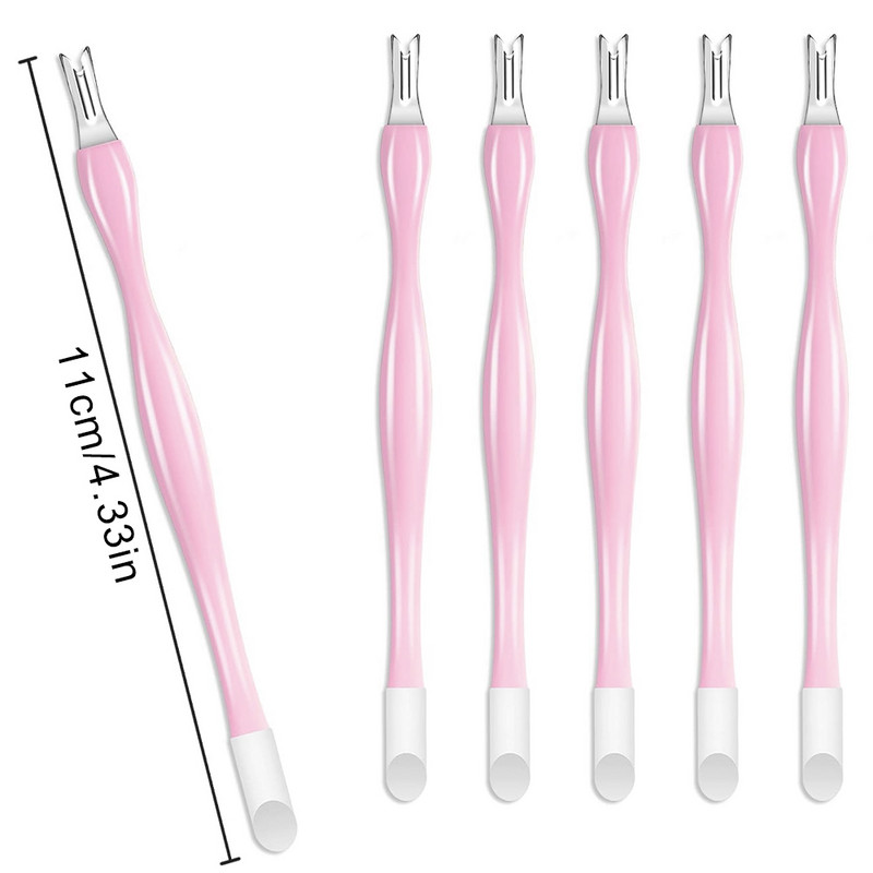 Dispozitiv pentru îndepărtarea cuticulelor pentru unghii 5 buc. Împingător pentru cuticule Curățător de unghii din cauciuc Cu dublu cap pentru piele moartă Cuțit pentru îndepărtarea cuticulei Furcă Instrument pentru unghii