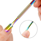 Cu dublu cap Nail Art Cuticule Pusher Oțel inoxidabil Acrilic UV Gel Piele Moartă Cuticule Îndepărtează Unghiile Pusher Pedichiură Instrumente de manichiură