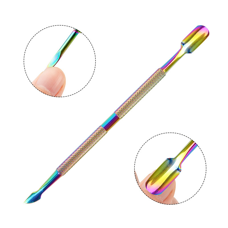 Cu dublu cap Nail Art Cuticule Pusher Oțel inoxidabil Acrilic UV Gel Piele Moartă Cuticule Îndepărtează Unghiile Pusher Pedichiură Instrumente de manichiură
