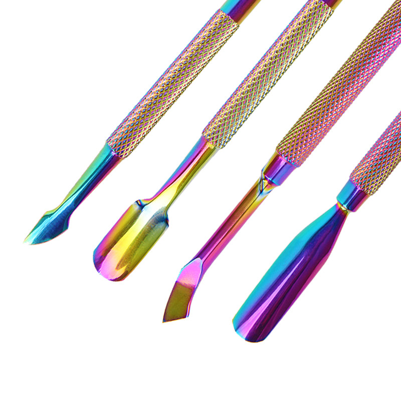 Cu dublu cap Nail Art Cuticule Pusher Oțel inoxidabil Acrilic UV Gel Piele Moartă Cuticule Îndepărtează Unghiile Pusher Pedichiură Instrumente de manichiură