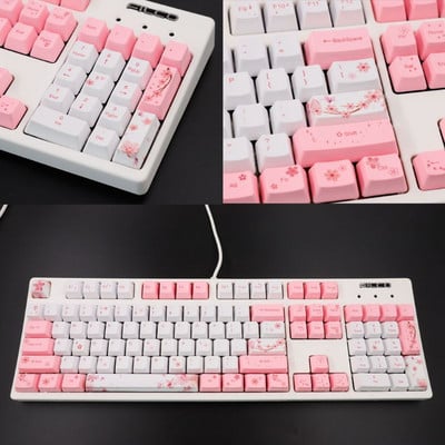 104+9 πλήκτρα OEM PBT Keycaps Πλήρες σετ Μηχανικά πληκτρολόγια Πλήκτρα PBT Dye-Sublimation Cherry Blossom