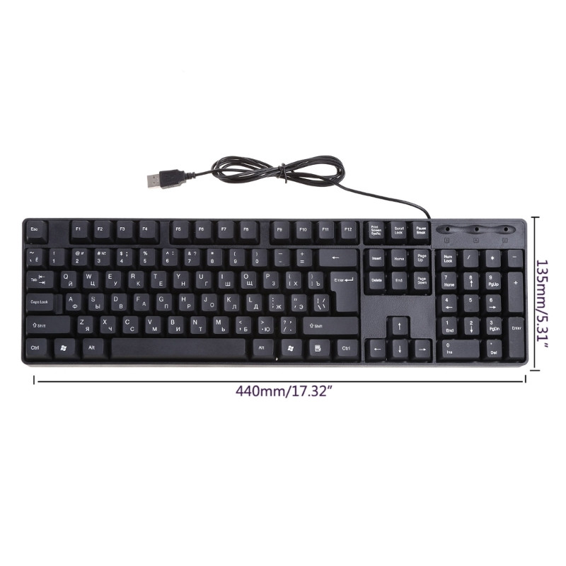 104 klahvi täissuuruses Vene/Inglise vaikne klaviatuur Veekindel kontoriklaviatuur Windowsile Arvutite kaubavedu