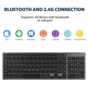 Ασύρματο πληκτρολόγιο Bluetooth για υπολογιστή tablet Αθόρυβο Macbook pro Silent Click 2.4G Ασύρματο πληκτρολόγιο Ρωσική Ισπανία Κορεατικά