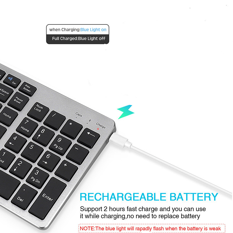 Bluetoothi juhtmeta klaviatuur tahvelarvutile Silent Macbook pro Silent Click 2,4G juhtmeta klaviatuur Vene Hispaania Korea