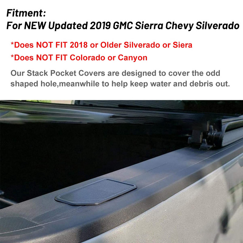 Compatibil cu Silverado/GMC Sierra șină de pat pentru camioane Capace de acoperire pentru buzunar Capace pentru orificii șine Impermeabil Curățare ușoară