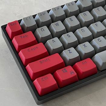 106 клавиша Сиво-червени капачки за клавиши PBT Специални осветени двуцветни капачки за клавиши за MX Switch 61/87104 Механична клавиатура