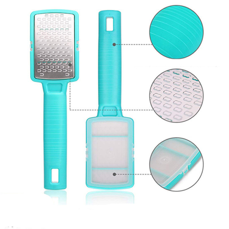 Multifuncțional 1PC verde din oțel inoxidabil pentru îndepărtarea calusului pentru pedichiură Picior pentru picior Scrubber Pilă pentru picioare cu capac de depozitare 2#