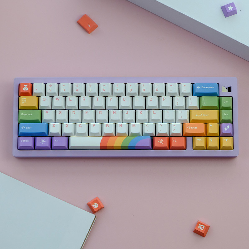 GMK Alter Rainbow EVA NO.1 Bear Gura 129 taste Cherry Profil PBT Keycaps pentru MX Switch GK61 NT75 C64 Tastatură mecanică personalizată