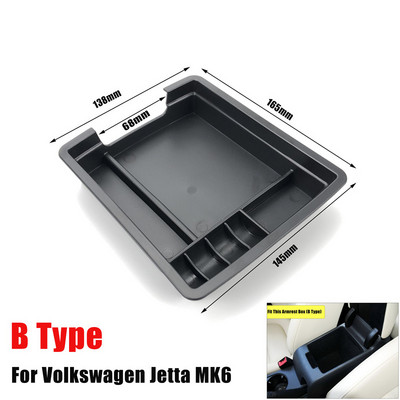 Cutie de depozitare pentru cotiera auto pentru Volkswagen Jetta MK6 2012-2018 Consolă centrală Container Organizator de depozitare Accesorii auto