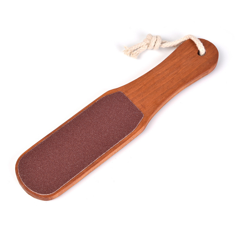 1 vnt. dvipusis pėdų dildės nuospaudų valiklis pėdoms Medinė pedikiūro trintuvė Kieta, šiurkšti, sausa, kieta nuospaudų odos pėdų šlifavimo buferis