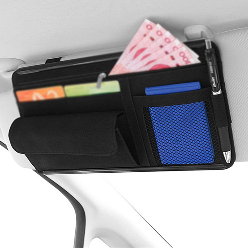 Geanta organizatoare pentru parasolar auto Geanta de depozitare pentru monede si carduri Geanta pentru depozitare auto Buzunar pentru depozitare Accesorii interioare auto