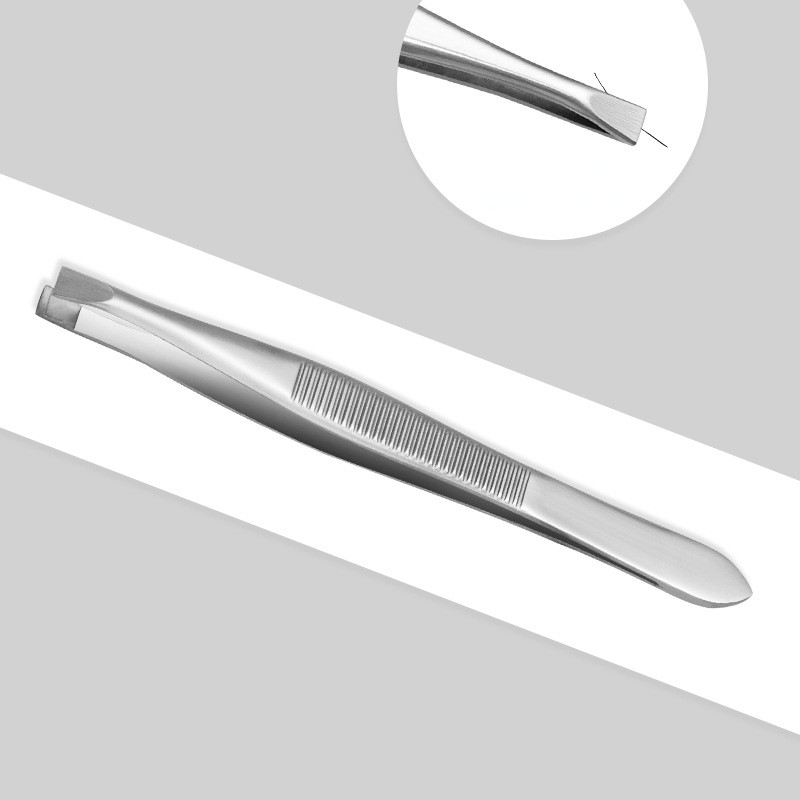 Pensetă pentru sprâncene Clip de frumusețe din oțel inoxidabil Vârf înclinat Pinse pentru sprâncene cu vârf plat pentru tunderea sprâncenelor Instrumente pentru îndepărtarea părului feței