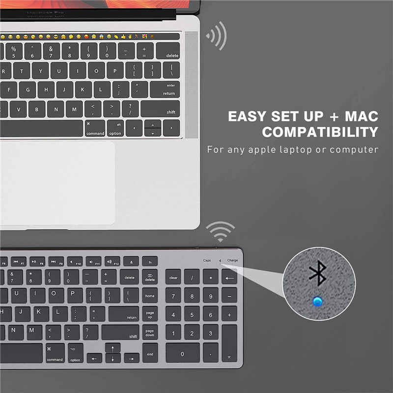 Tastatură Bluetooth fără fir ultra subțire compatibilă cu Mac OS/iOS/iPad OS Tastatură reîncărcabilă pentru MacBook