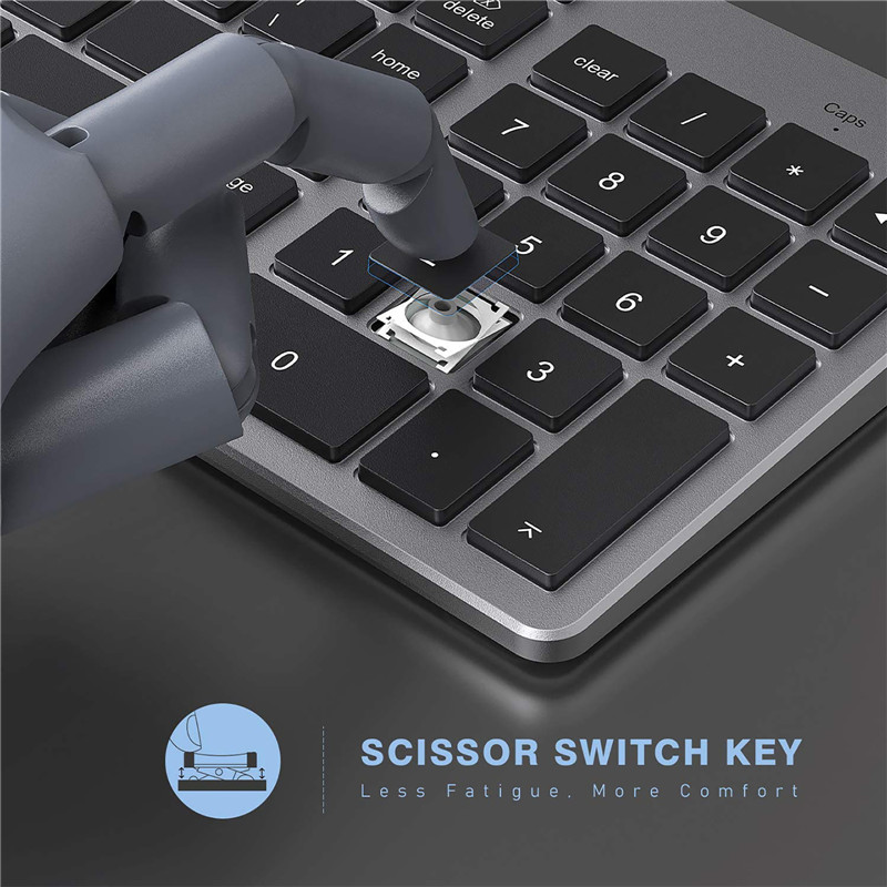 Tastatură Bluetooth fără fir ultra subțire compatibilă cu Mac OS/iOS/iPad OS Tastatură reîncărcabilă pentru MacBook