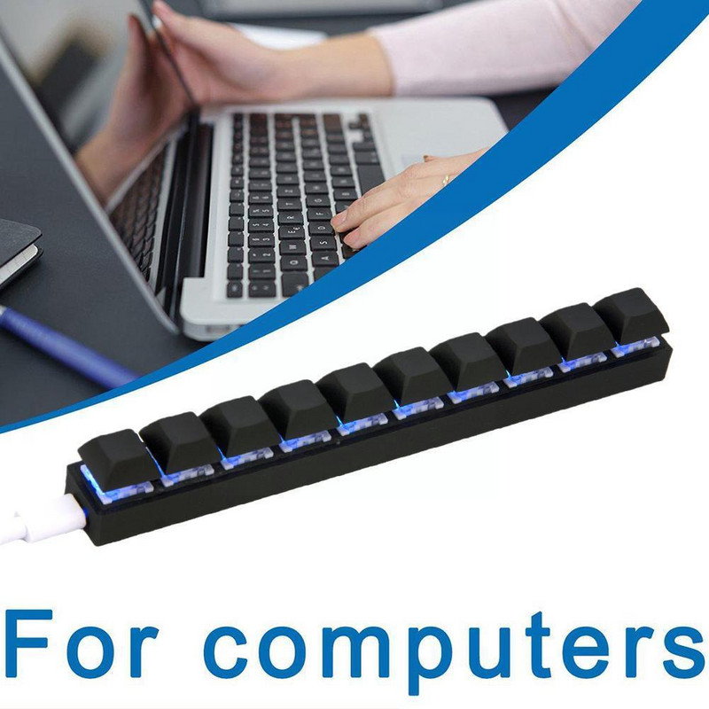 Joc Office Design Computer Macro Tastatură Personalizată Bară cu zece taste Tastatură pentru jucători Combinație Tasta comandă rapidă Tastatură Macro pe un singur rând