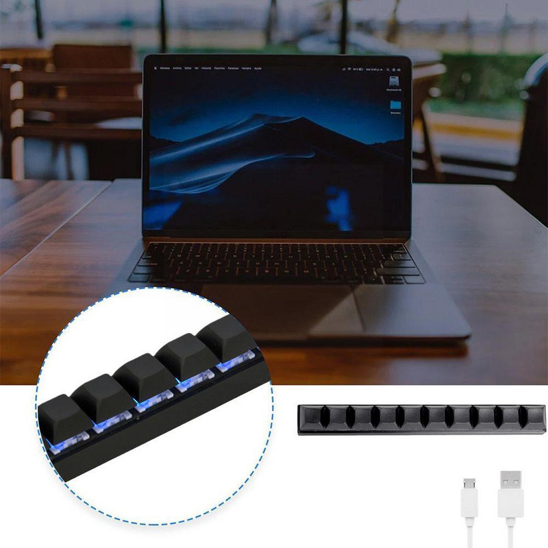 Joc Office Design Computer Macro Tastatură Personalizată Bară cu zece taste Tastatură pentru jucători Combinație Tasta comandă rapidă Tastatură Macro pe un singur rând