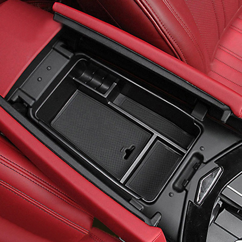 Središnji naslon za ruku Kutija za pohranu Poklopac Obrub ABS Auto Organizator za Maserati 2013-2016 Ghibli 2014-2016 Levante 2016-2018