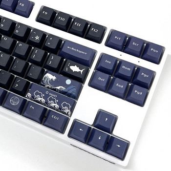 129 клавиша Coral Sea Keycaps Черен английски черешов профил PBT Dye Sublimation Механична клавиатура Keycap за MX Switch 1.75U Shift