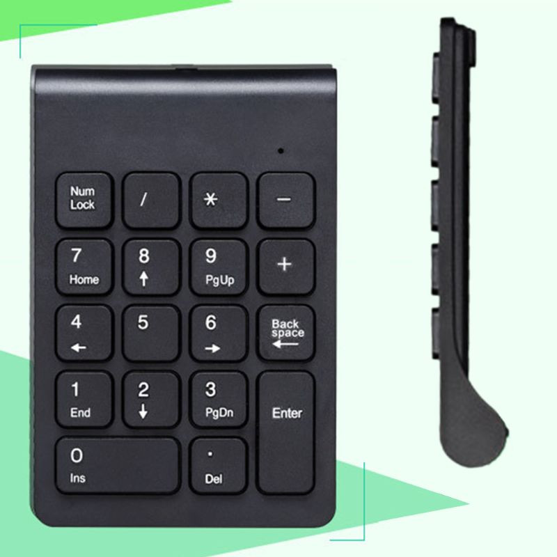 2,4 GHz juhtmevaba kaasaskantav miniklaviatuur, 18 klahviga digitaalne klaviatuur raamatupidamise tellija sülearvuti jaoks, must/valge klaviatuur